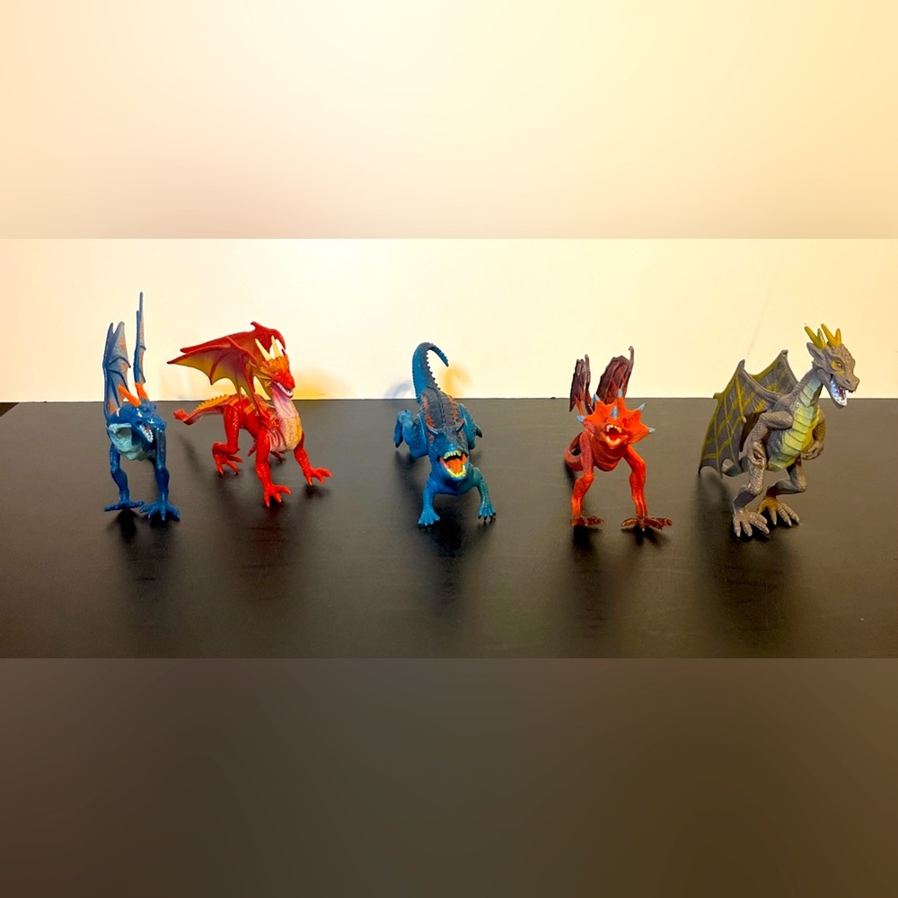 Dragon Toys With Wings Action Figures Lot of 5 Collectible Unbranded 6” Figures